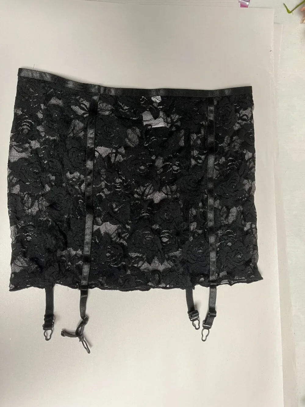 Starline Lace Garter Belt Black Floral Lace S/M
